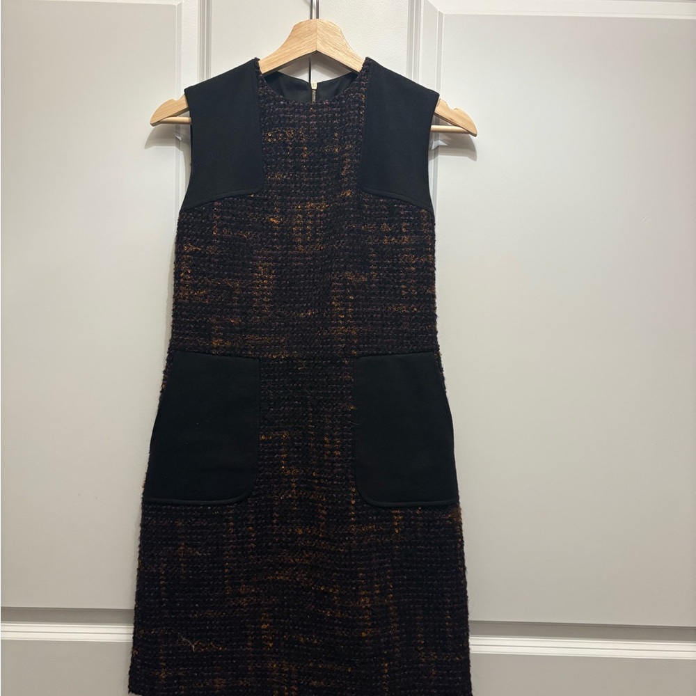 RED Valentino Black and Brown Tweed Midi Dress